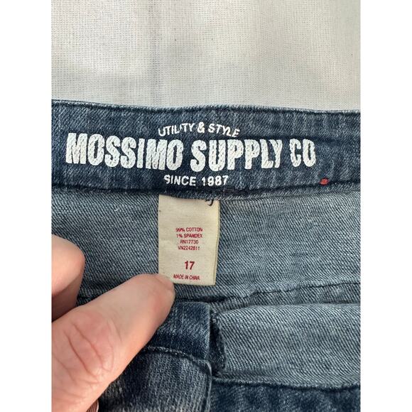 Mossimo Supply Co Junior sz 17 High Waisted Button Up Denim Shorts Cuffed Sailor - Picture 3 of 7